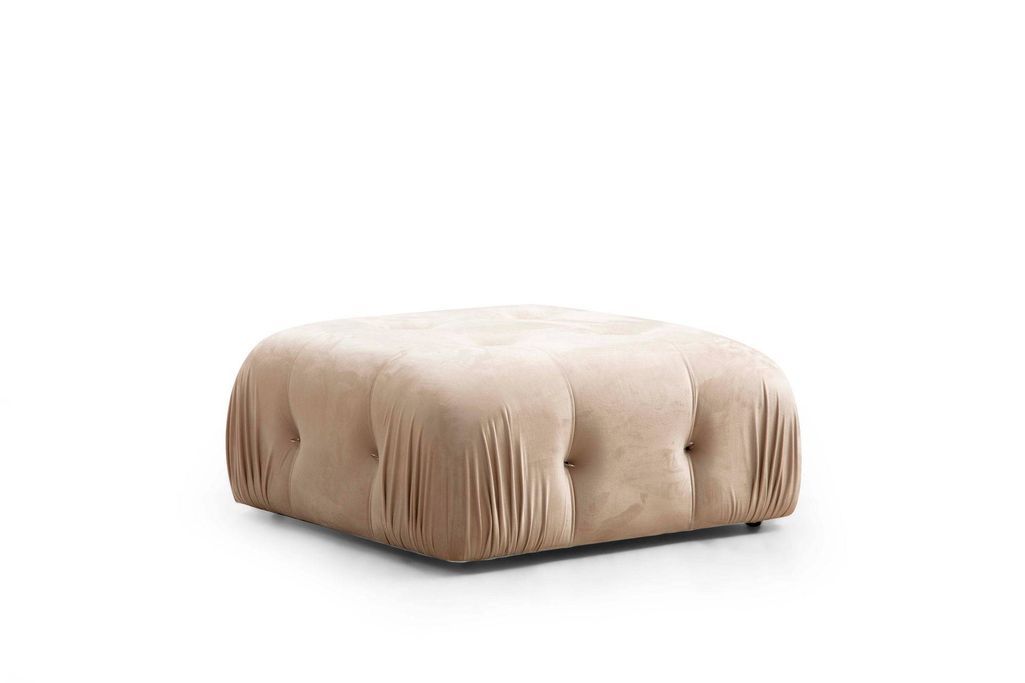 Canapé modulable velours beige 4 places avec pouf Noah - Photo n°3