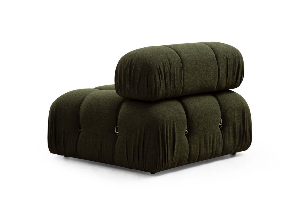 Canapé modulable velours vert 4 places avec pouf Noah - Photo n°7