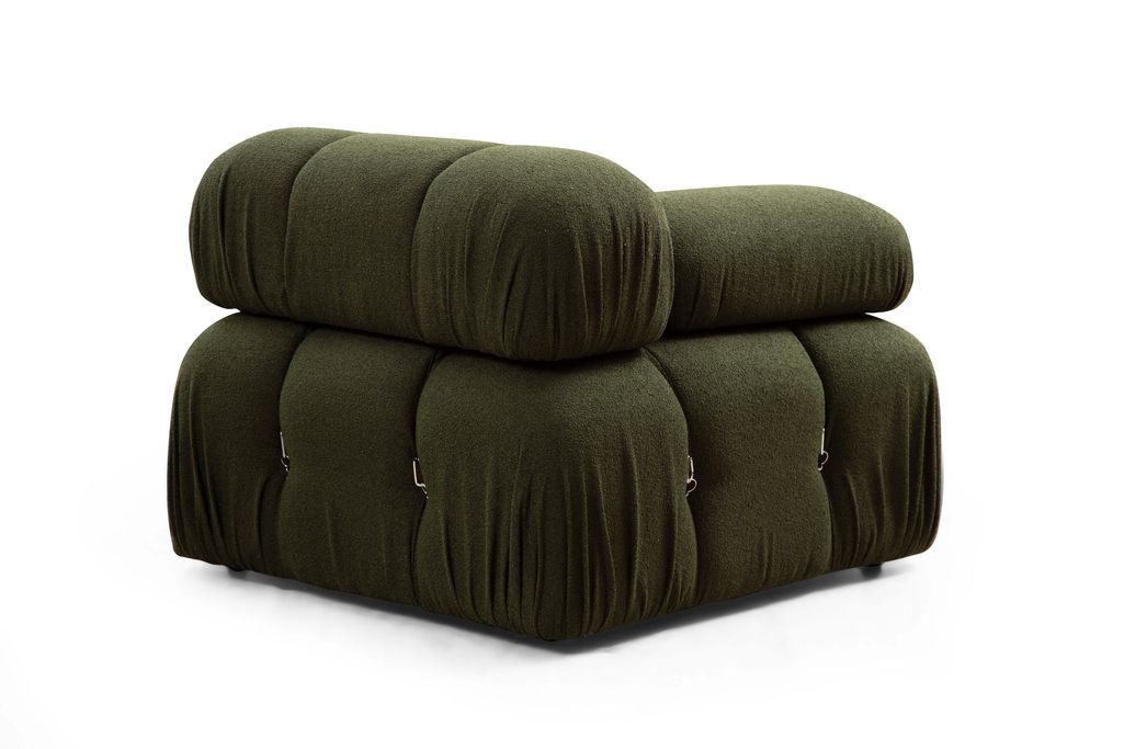 Canapé modulable velours vert 4 places avec pouf Noah - Photo n°8