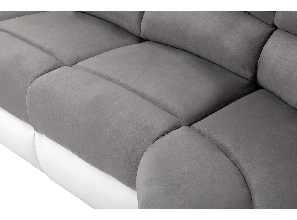 Canapé panoramique avec relaxation manuel simili cuir blanc et microfibre gris Spaco - Photo n°10