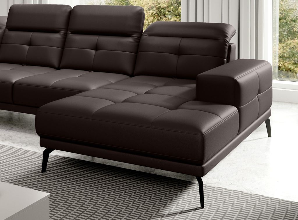 Canapé panoramique moderne simili cuir marron angle gauche Versus 350 cm - Photo n°2