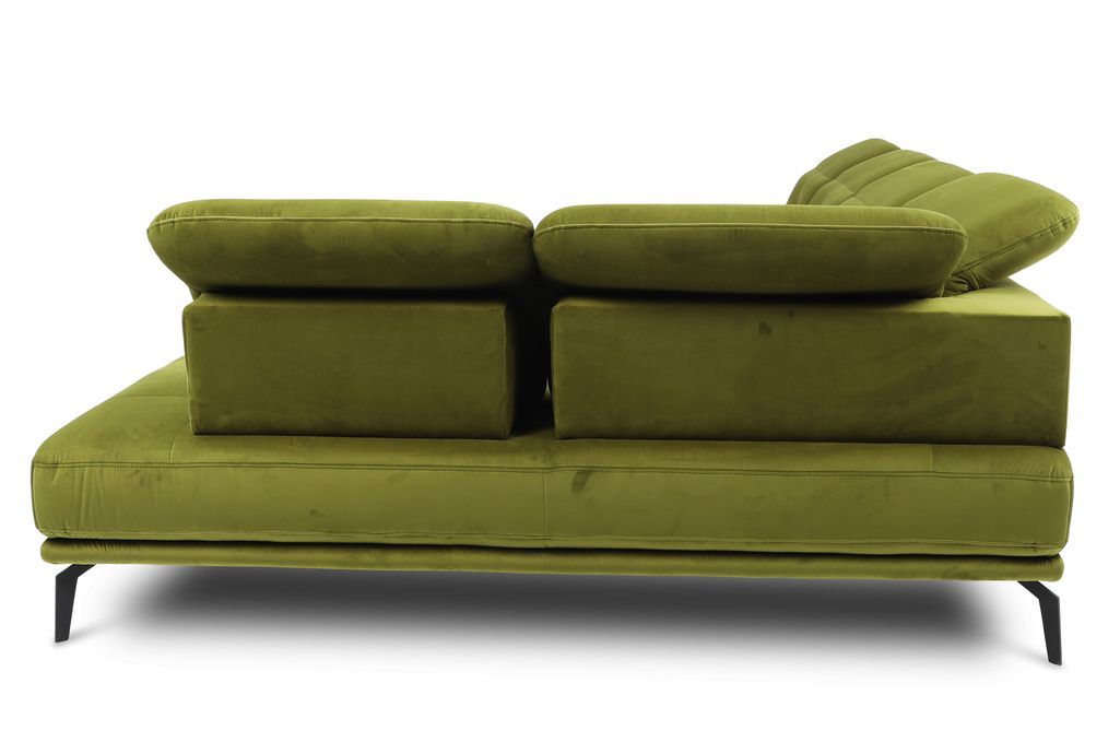 Canapé panoramique moderne velours vert foncé têtières angle droit Versus 350 cm 2 - Photo n°8