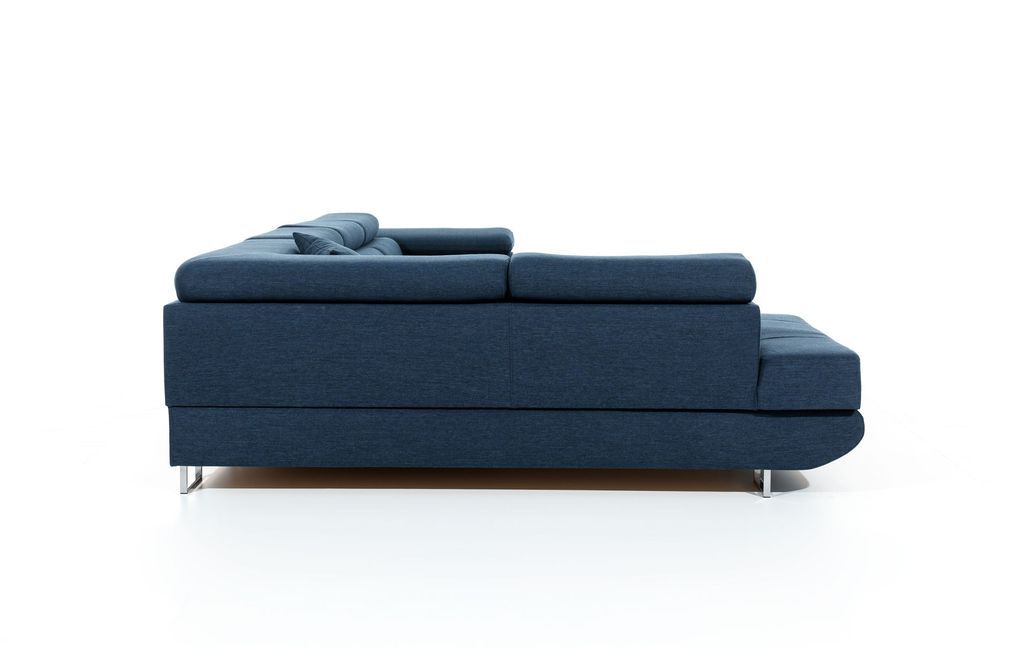 Canapé panoramique tissu bleu jean convertible avec coffre de rangement Romano 345 cm - Photo n°12