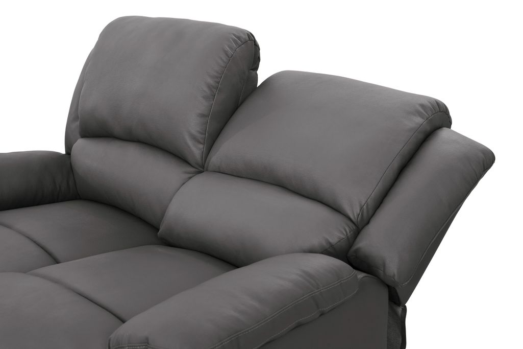 Canapé relaxation manuel 2 places simili cuir gris Confort - Photo n°4