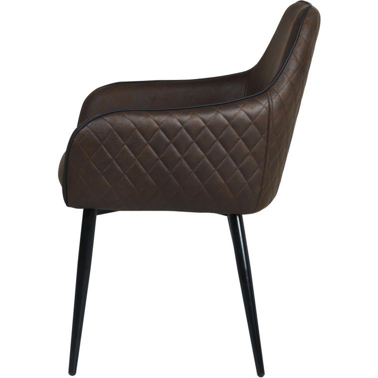 Chaise simili, cuir marron et métal noir vintage Katy - Lot de 2 - Photo n°3