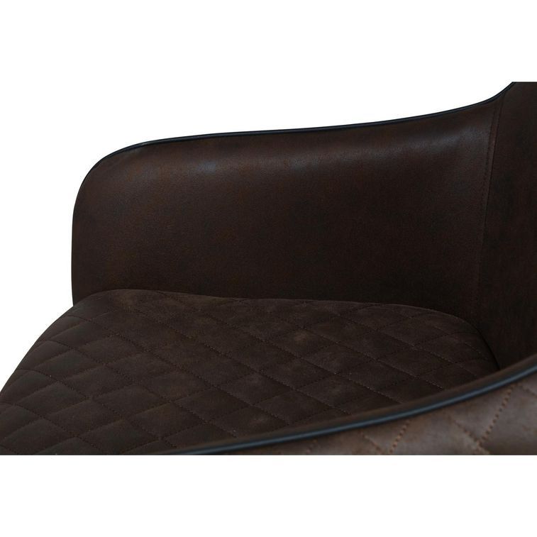 Chaise simili, cuir marron et métal noir vintage Katy - Lot de 2 - Photo n°5