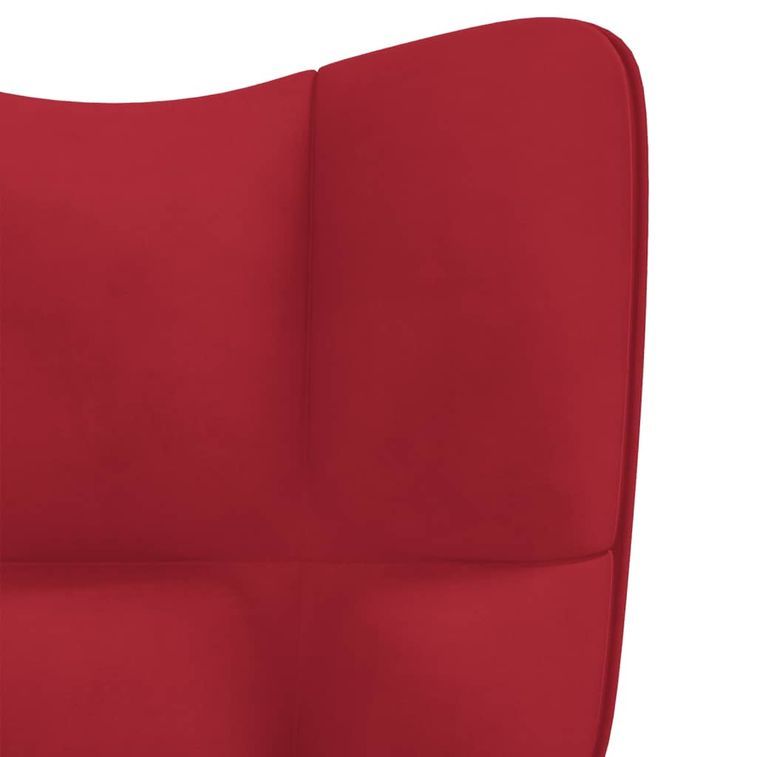 Chaise à bascule avec repose-pied Rouge bordeaux Velours - Photo n°9