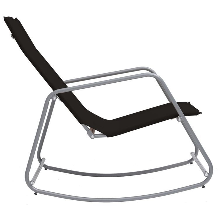 Chaise à bascule de jardin Noir 95x54x85 cm Textilène - Photo n°3