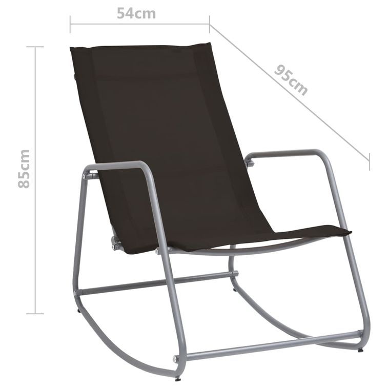 Chaise à bascule de jardin Noir 95x54x85 cm Textilène - Photo n°7