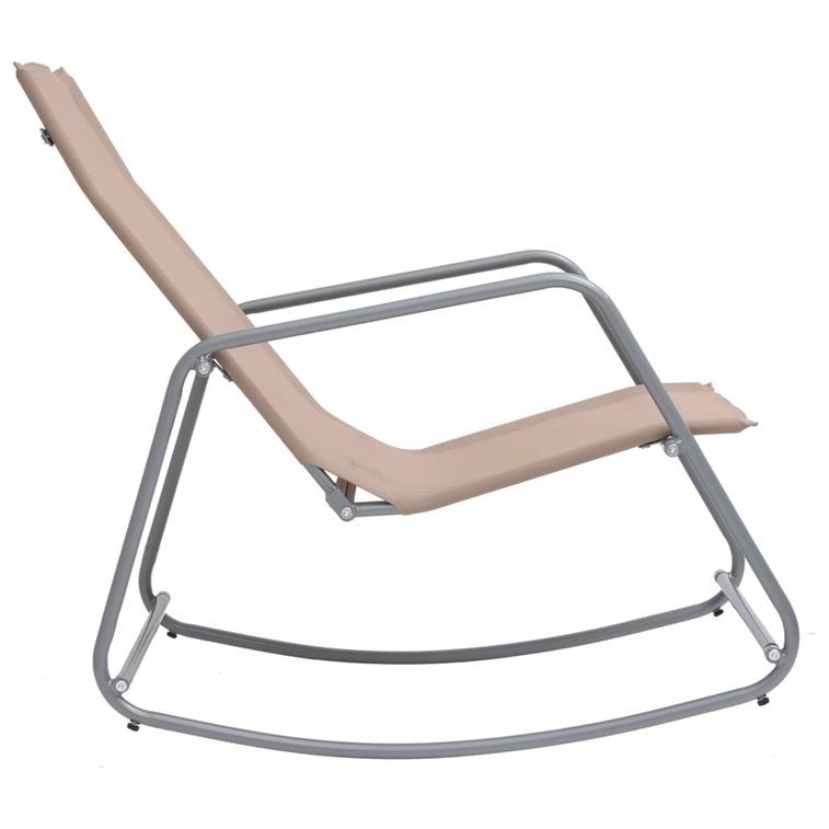 Chaise à bascule de jardin Taupe 95x54x85 cm Textilène - Photo n°3