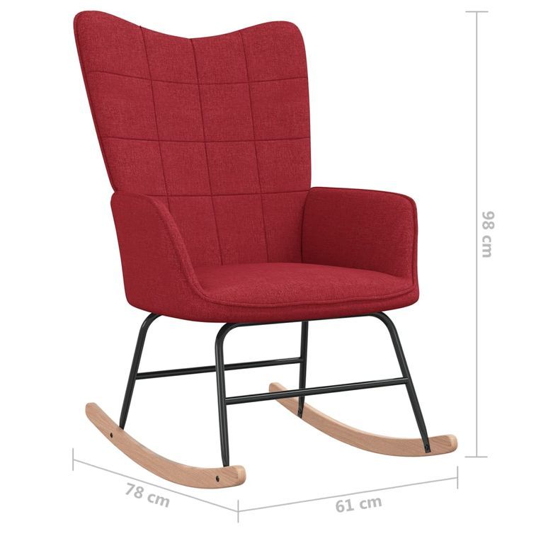 Chaise à bascule Rouge bordeaux Tissu 4 - Photo n°7