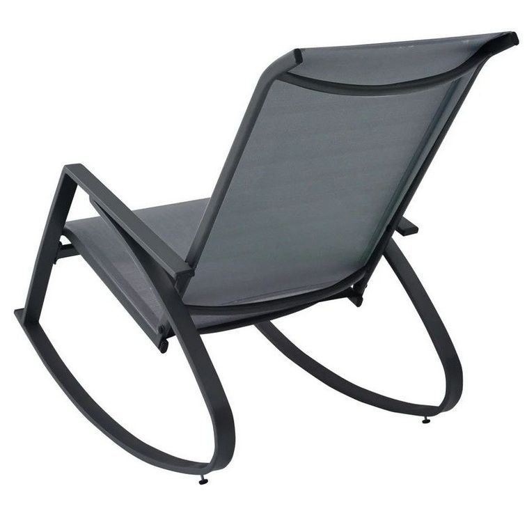 Chaise à bascule textilène et métal gris Rishaa - Lot de 2 - Photo n°2