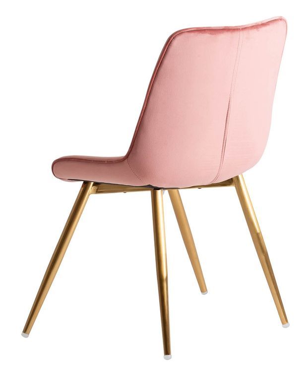 Chaise à manger velours rose et pieds métal doré Ozonn - Photo n°4