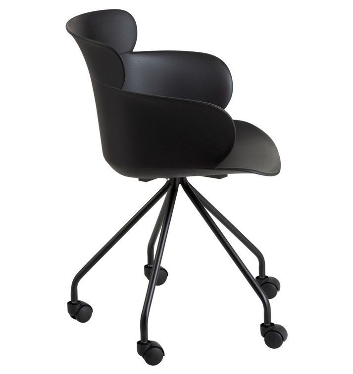Chaise à roulettes polypropylène noir Ocel L 56 cm - Photo n°3