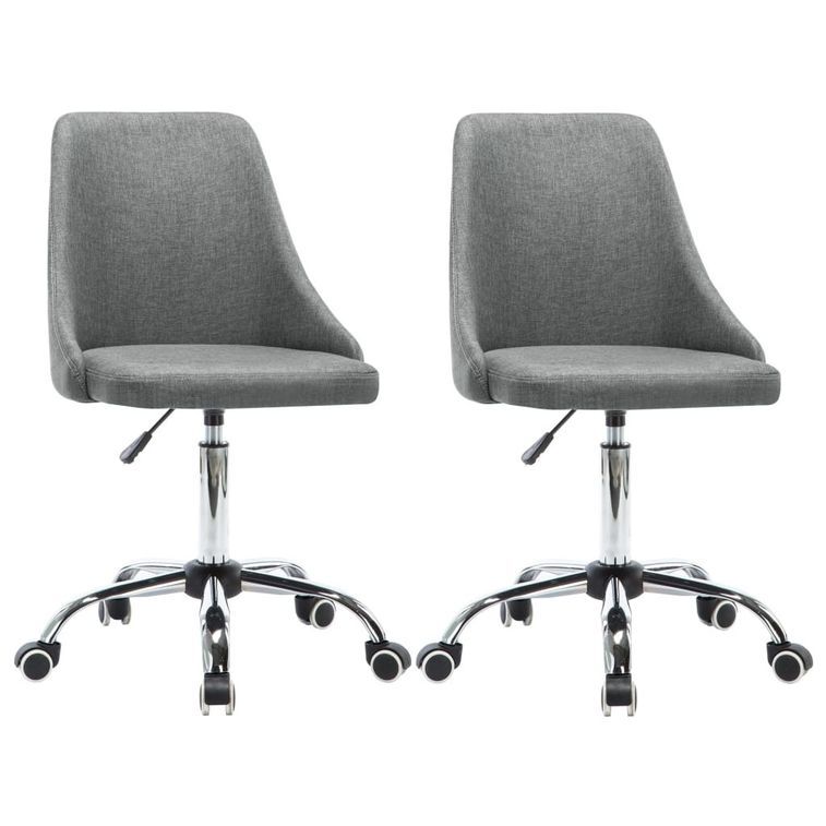 Chaise à roulettes réglable tissu gris clair et pieds métal chromé Greys - Lot de 2 - Photo n°1