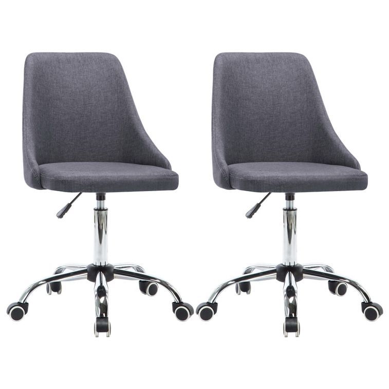 Chaise à roulettes réglable tissu gris foncé et pieds métal chromé Greys - Lot de 2 - Photo n°1