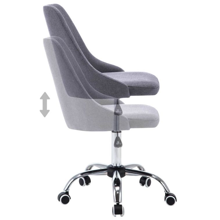 Chaise à roulettes réglable tissu gris foncé et pieds métal chromé Greys - Lot de 2 - Photo n°6