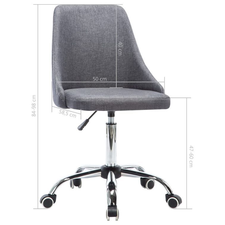 Chaise à roulettes réglable tissu gris foncé et pieds métal chromé Greys - Lot de 2 - Photo n°9