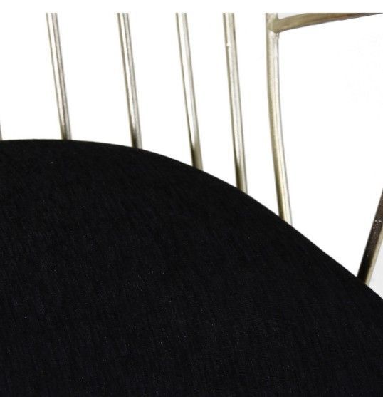 Chaise art déco métal argenté et assise tissu noir Smain - Photo n°4
