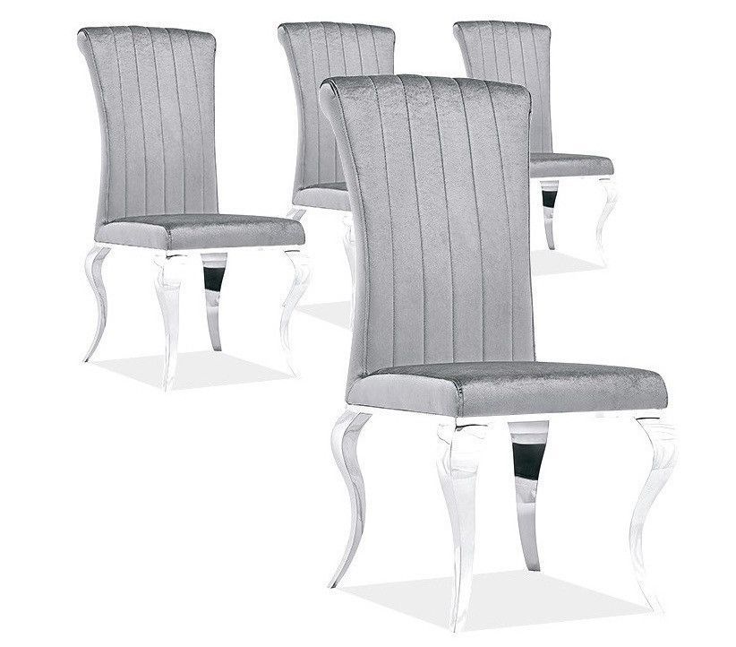 Chaise assise grise et pieds métal brillant Tyko - Lot de 4 - Photo n°1
