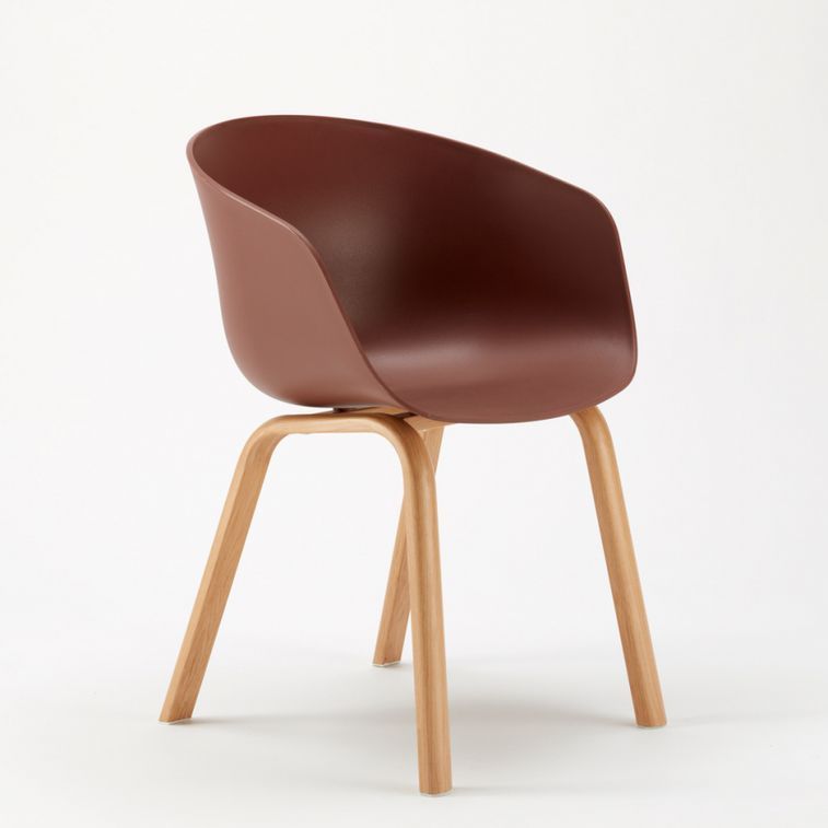 Chaise avec accoudoir marron et pieds métal effet bois naturel Norky - Photo n°2