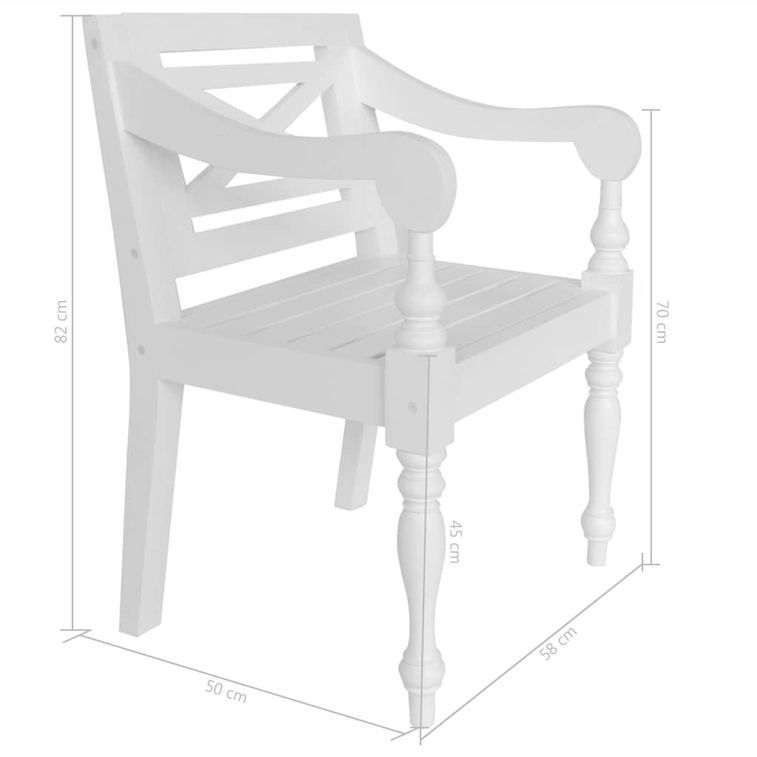 Chaise avec accoudoirs bois acajou massif blanc Gardene - Lot de 2 - Photo n°7