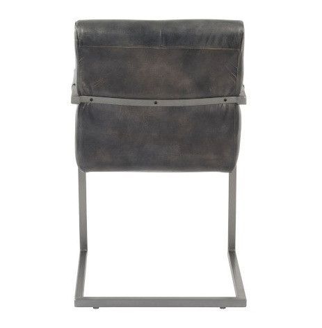 Chaise avec accoudoirs cuir gris et pieds métal Liath - Photo n°4