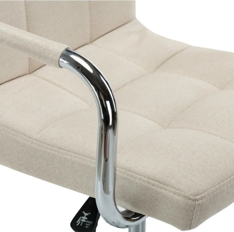 Chaise avec accoudoirs pivotante tissu beige et métal chromé Soraya - Lot de 2 - Photo n°7