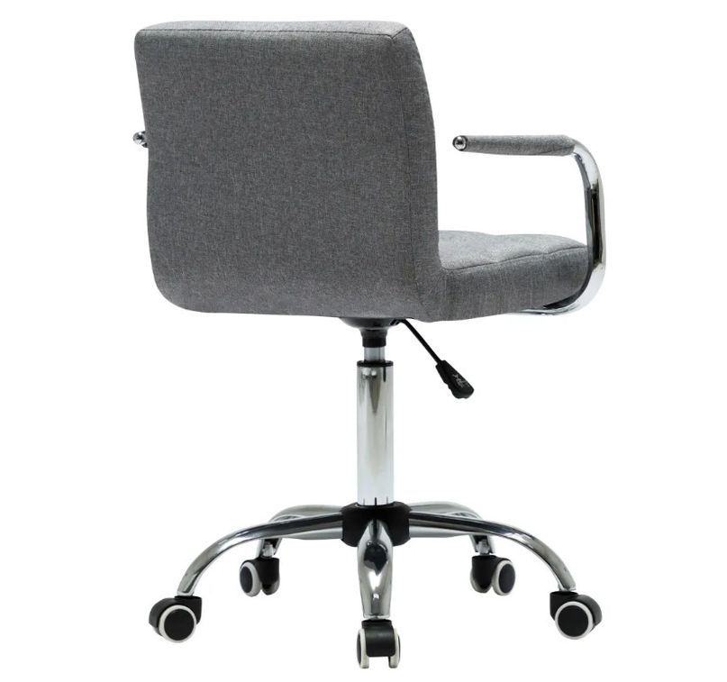 Chaise avec accoudoirs pivotante tissu gris clair et métal chromé Soraya - Lot de 2 - Photo n°5