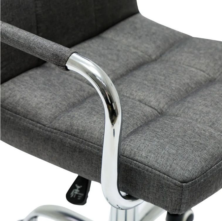 Chaise avec accoudoirs pivotante tissu gris foncé et métal chromé Soraya - Lot de 2 - Photo n°7