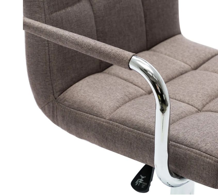 Chaise avec accoudoirs pivotante tissu taupe et métal chromé Soraya - Lot de 2 - Photo n°7
