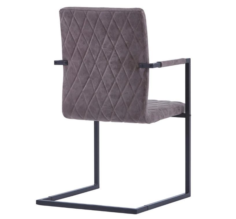 Chaise avec accoudoirs simili cuir marron foncé et pieds métal noir Canti - Lot de 2 - Photo n°5