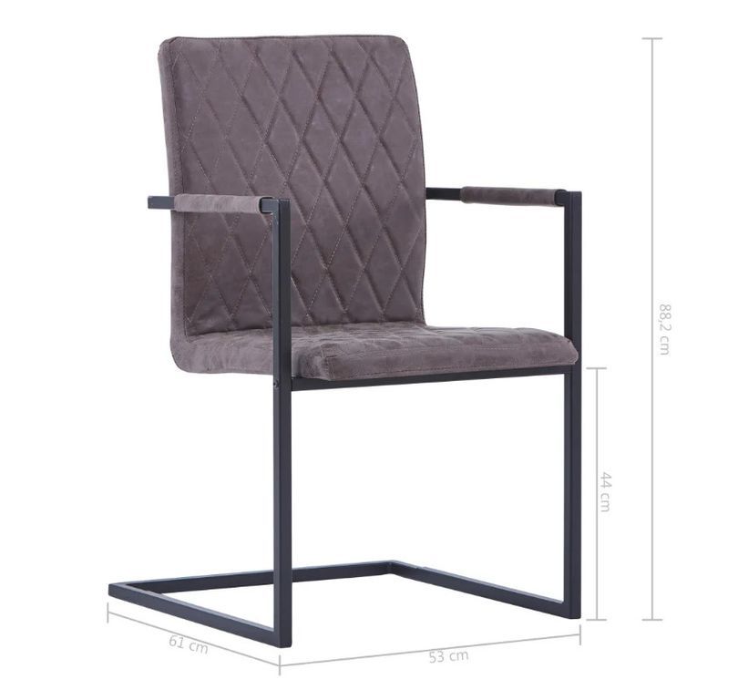 Chaise avec accoudoirs simili cuir marron foncé et pieds métal noir Canti - Lot de 2 - Photo n°7