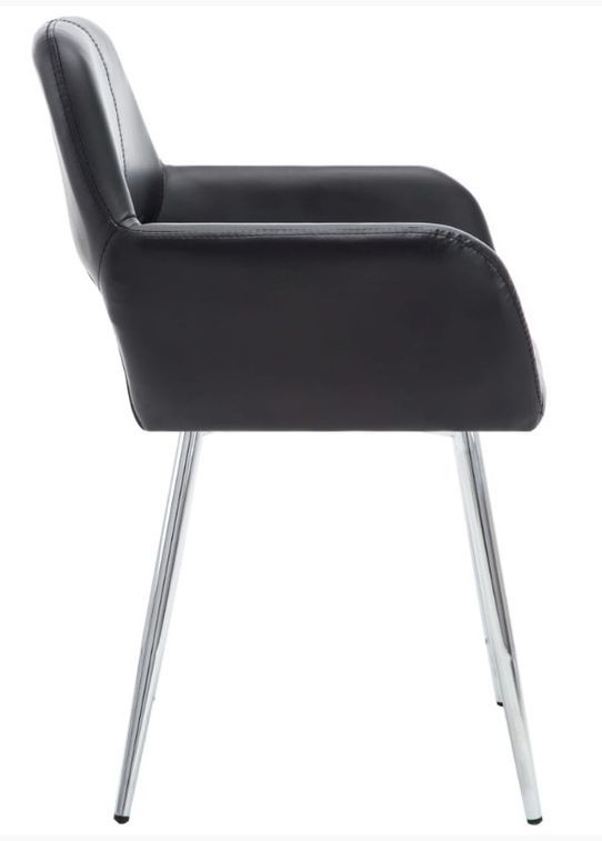 Chaise avec accoudoirs simili cuir noir et pieds métal chromé Tsu - Lot de 2 - Photo n°4