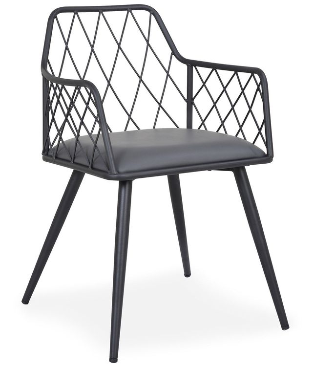 Chaise avec accoudoirs similicuir gris foncé pieds métal Stefa - Photo n°1