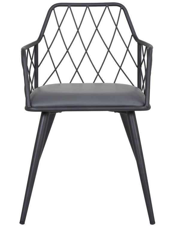 Chaise avec accoudoirs similicuir gris foncé pieds métal Stefa - Photo n°2