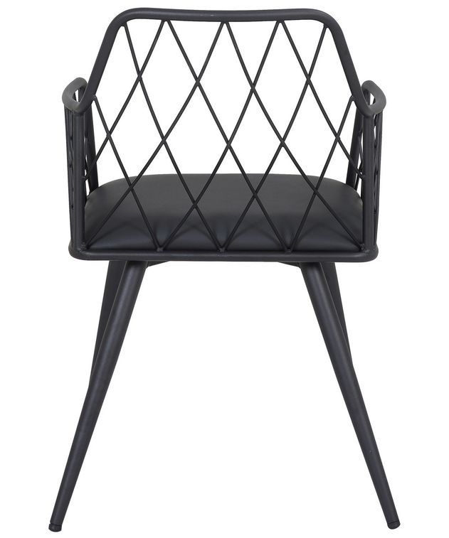 Chaise avec accoudoirs similicuir noir et pieds métal Stefa - Photo n°4