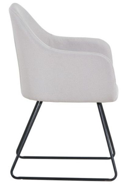 Chaise avec accoudoirs tissu beige et métal noir Ere - Photo n°4