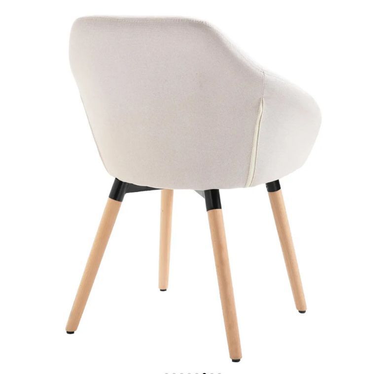 Chaise avec accoudoirs tissu beige et pieds bois clair Packie - Lot de 2 - Photo n°6