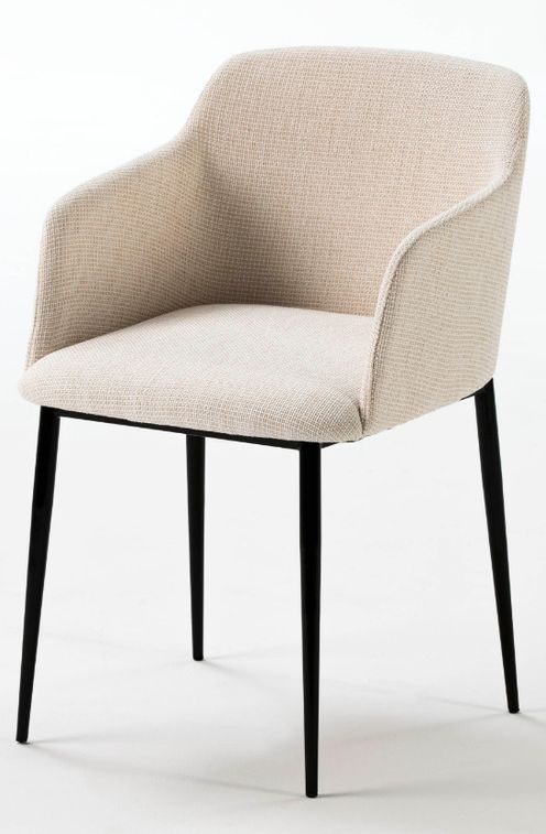 Chaise avec accoudoirs tissu blanc et pieds métal noir Baylis - Photo n°2