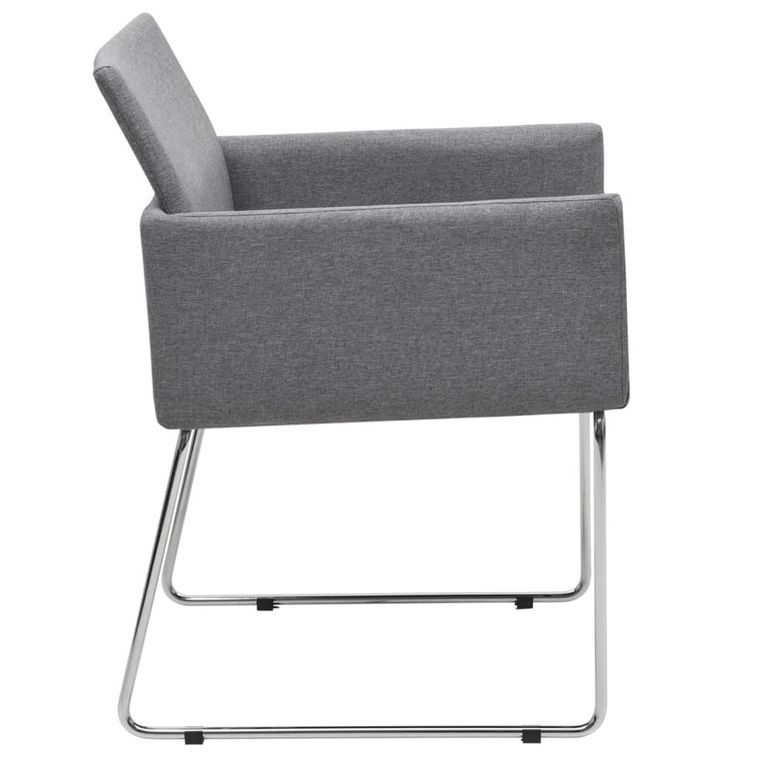Chaise avec accoudoirs tissu gris clair et pieds métal chromé Boo - Lot de 2 - Photo n°4