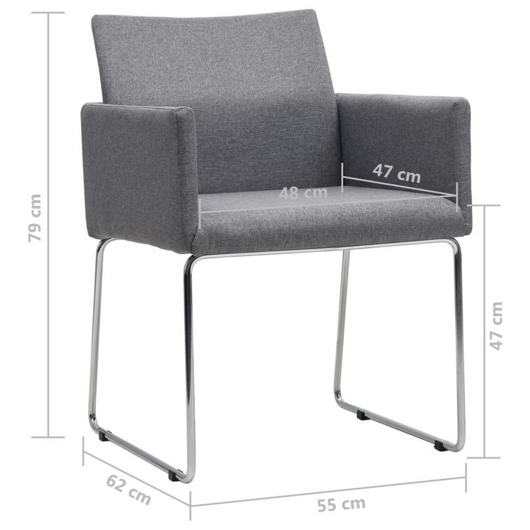 Chaise avec accoudoirs tissu gris clair et pieds métal chromé Boo - Lot de 2 - Photo n°7