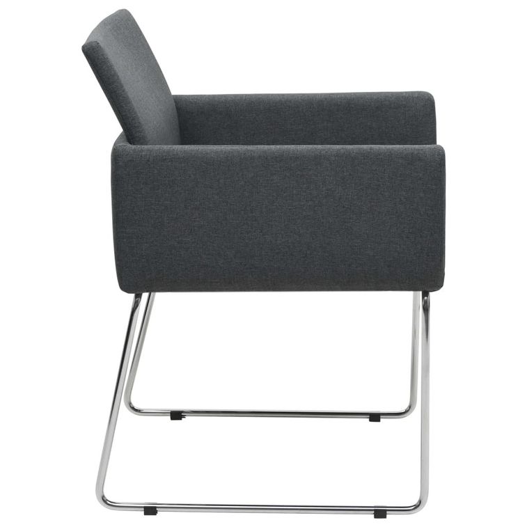 Chaise avec accoudoirs tissu gris foncé et pieds métal chromé Boo - Lot de 2 - Photo n°4