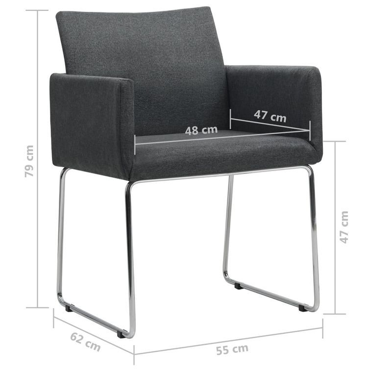 Chaise avec accoudoirs tissu gris foncé et pieds métal chromé Boo - Lot de 2 - Photo n°7