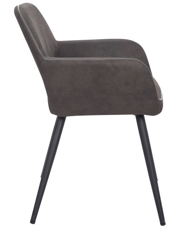 Chaise avec accoudoirs tissu gris foncé vieilli Rocy - Photo n°2