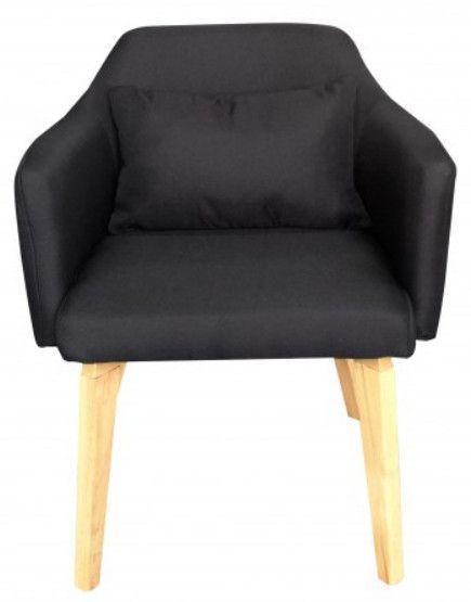 Chaise avec accoudoirs tissu noir et pieds bois clair Biggie - Photo n°2