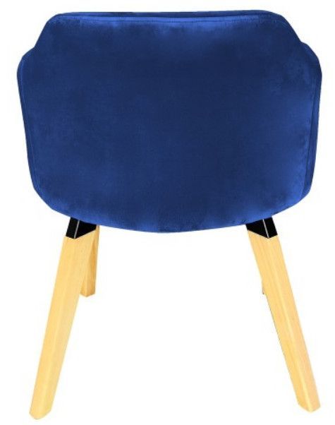 Chaise avec accoudoirs velours bleu et pieds bois clair Biggie 2 - Photo n°4