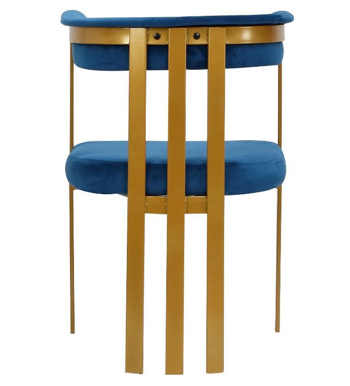 Chaise avec accoudoirs velours bleu et pieds métal doré Sofiane - Lot de 2 - Photo n°4