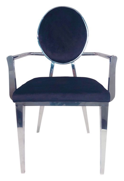 Chaise avec accoudoirs velours noir et pieds métal Nemia - Lot de 2 - Photo n°2