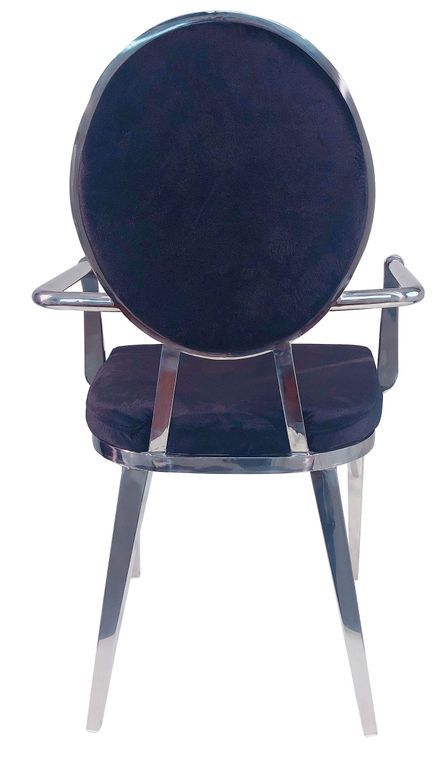 Chaise avec accoudoirs velours noir et pieds métal Nemia - Lot de 2 - Photo n°4